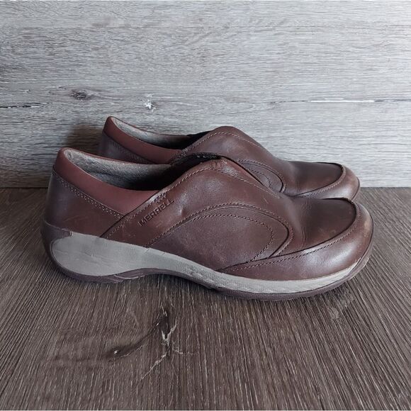 Merrell Encore Q2 Moc Brown Leather Walking Shoes 9 - Picture 1 of 8